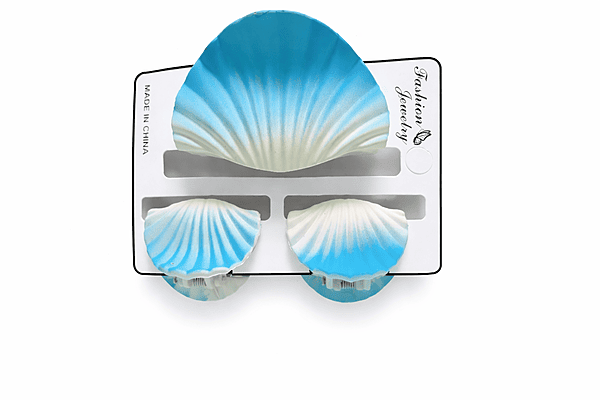 Shell Hair Clips Set of 3 – Blue Gradient Claw Clips,