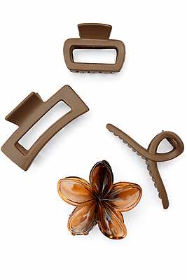 (4 in 1) Premium Brown Hair Clips Combo