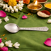 Pure Sterling Silver Spoon – Traditional Baby Feeding & Pooja Use Spoon