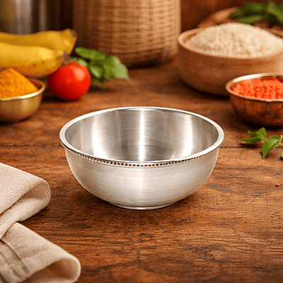 Pure Sterling Silver Bowl – Traditional Pooja & Serving Bowl with Elegant Design