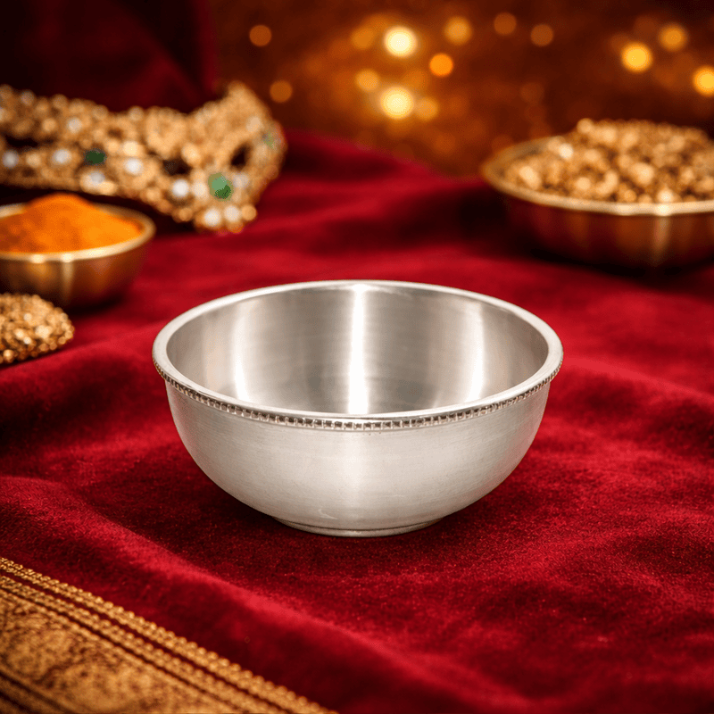 Pure Sterling Silver Bowl – Traditional Pooja & Serving Bowl with Elegant Design