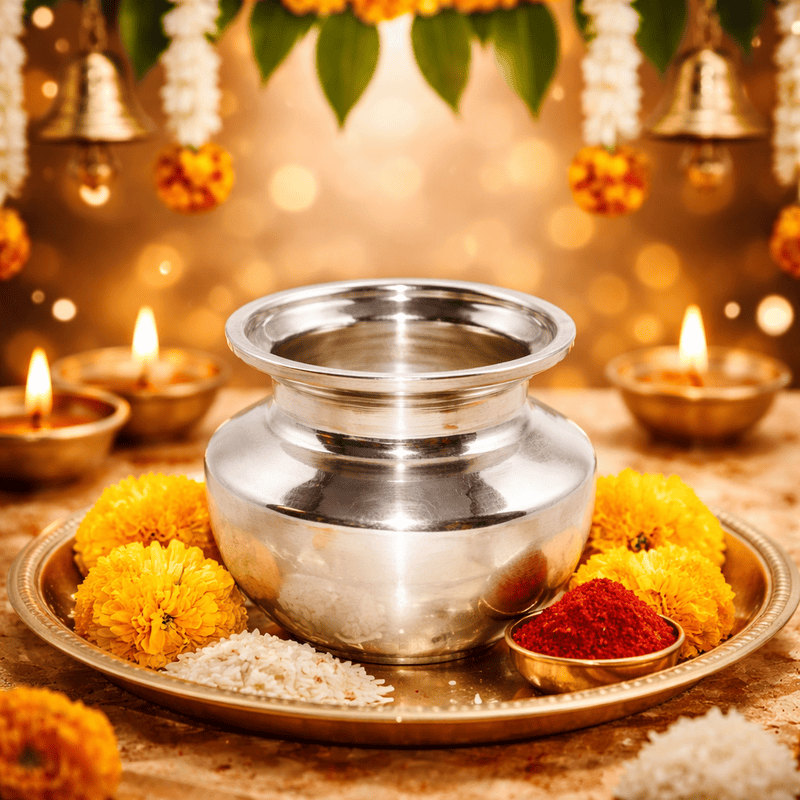Pure Sterling Silver Kalash – Traditional Pooja Vessel for Holy Water & Ritual Use