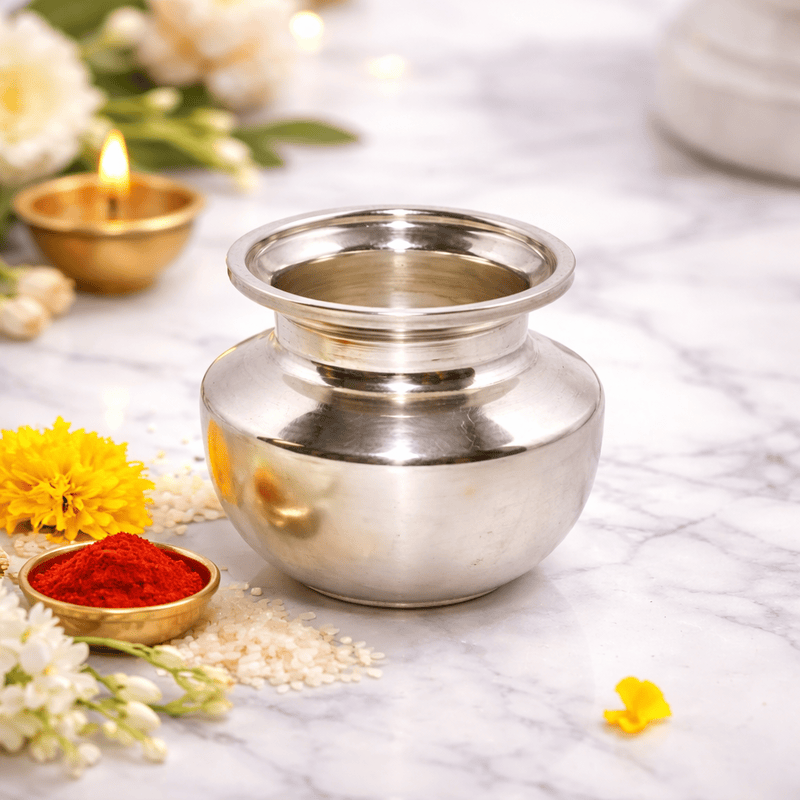 Pure Sterling Silver Kalash – Traditional Pooja Vessel for Holy Water & Ritual Use