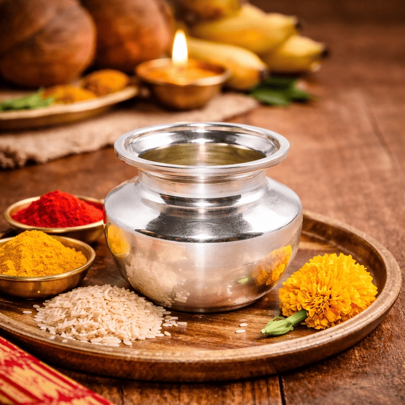 Pure Sterling Silver Kalash – Traditional Pooja Vessel for Holy Water & Ritual Use