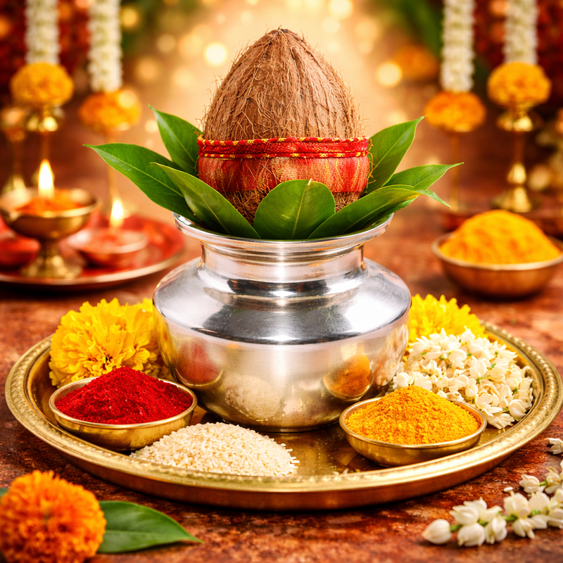 Pure Sterling Silver Kalash – Traditional Pooja Vessel for Holy Water & Ritual Use