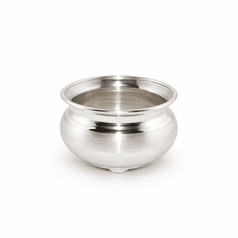 Sterling Silver Pooja Ghee Bowl – Traditional Silver Diya Oil & Offering Bowl