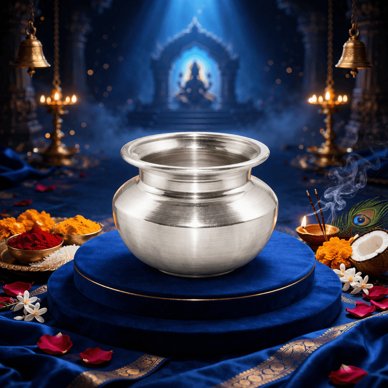 Sterling Silver Pooja Ghee Bowl – Traditional Silver Diya Oil & Offering Bowl