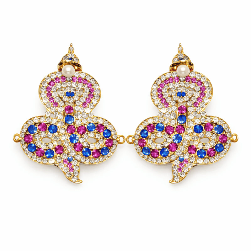 Gold-Plated Snake Nagabaranam Armlet (Vangi) for God Idols – Traditional Temple Jewelry