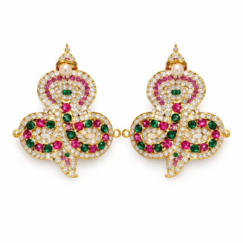 Gold-Plated Snake Nagabaranam Armlet (Vangi) for God Idols – Traditional Temple Jewelry