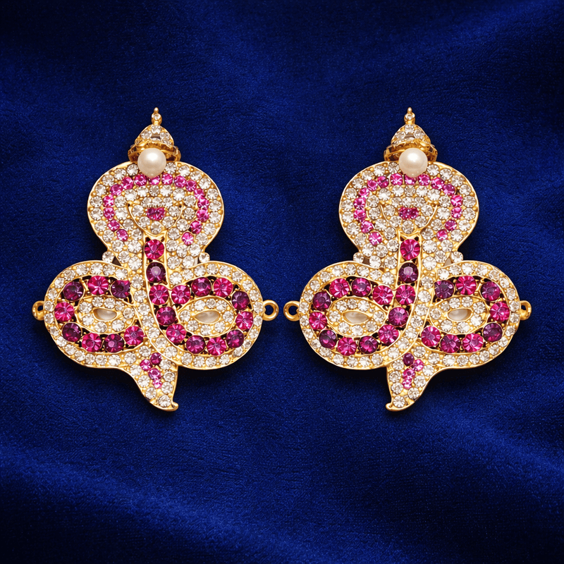 Gold-Plated Snake Nagabaranam Armlet (Vangi) for God Idols – Traditional Temple Jewelry