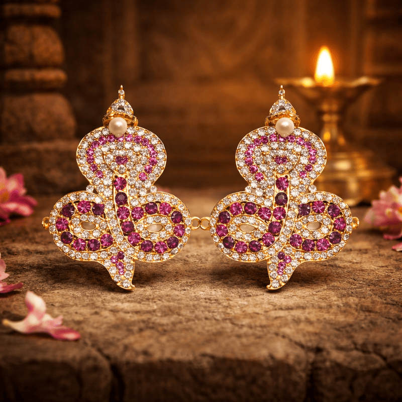 Gold-Plated Snake Nagabaranam Armlet (Vangi) for God Idols – Traditional Temple Jewelry