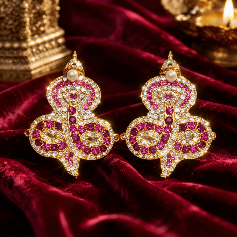 Gold-Plated Snake Nagabaranam Armlet (Vangi) for God Idols – Traditional Temple Jewelry