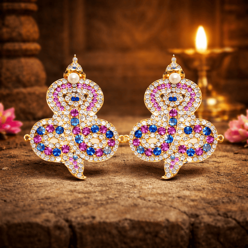 Gold-Plated Snake Nagabaranam Armlet (Vangi) for God Idols – Traditional Temple Jewelry