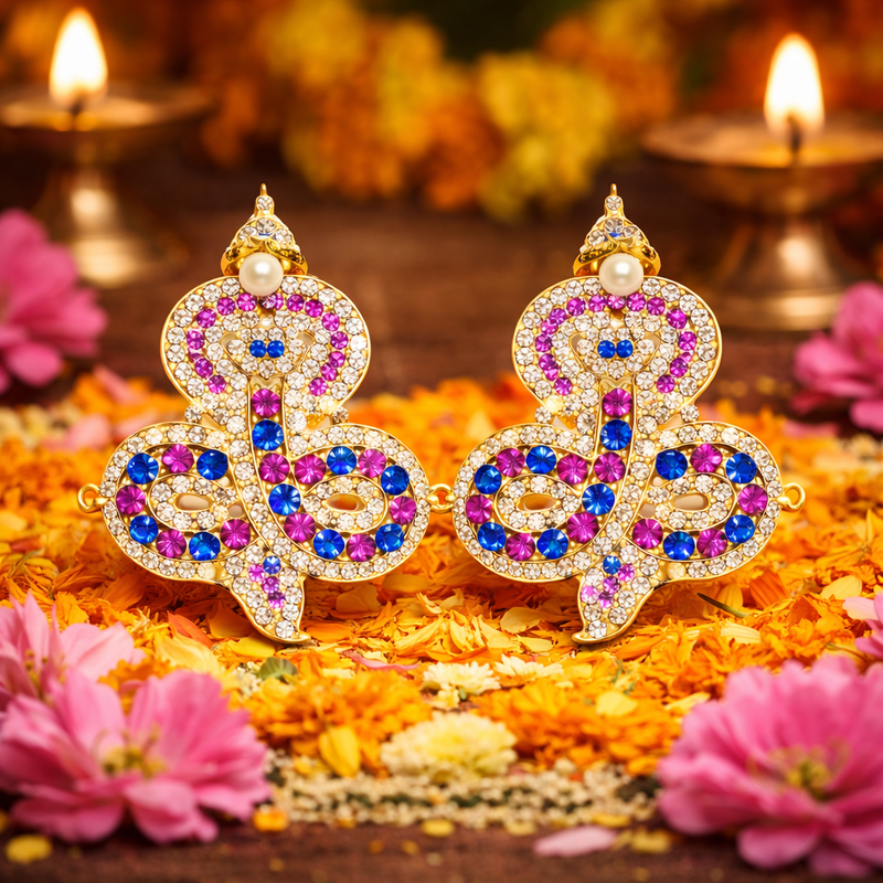 Gold-Plated Snake Nagabaranam Armlet (Vangi) for God Idols – Traditional Temple Jewelry