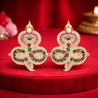 Gold-Plated Snake Nagabaranam Armlet (Vangi) for God Idols – Traditional Temple Jewelry