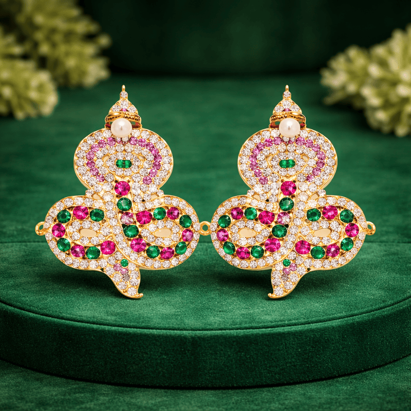 Gold-Plated Snake Nagabaranam Armlet (Vangi) for God Idols – Traditional Temple Jewelry