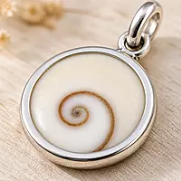 925 Sterling Silver Gomti Chakra Pendant for Men & Women | Natural Sacred Shell Stone Charm | Spiritual & Vastu Jewelry