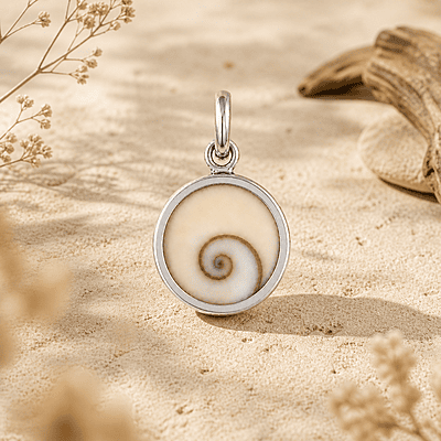 925 Sterling Silver Gomti Chakra Pendant for Men & Women | Natural Sacred Shell Stone Charm | Spiritual & Vastu Jewelry