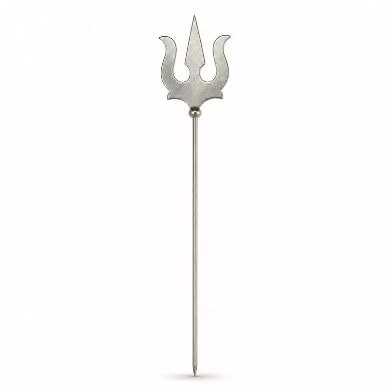 Silver Trishul for Puja | Lord Shiva Trident Symbol | Stainless Steel Decorative Trishul for Home Temple & Car Dashboard