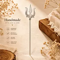 Silver Trishul for Puja | Lord Shiva Trident Symbol | Stainless Steel Decorative Trishul for Home Temple & Car Dashboard