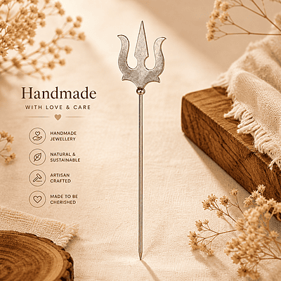 Silver Trishul for Puja | Lord Shiva Trident Symbol | Stainless Steel Decorative Trishul for Home Temple & Car Dashboard