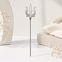 Silver Trishul for Puja | Lord Shiva Trident Symbol | Stainless Steel Decorative Trishul for Home Temple & Car Dashboard