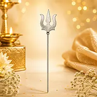 Silver Trishul for Puja | Lord Shiva Trident Symbol | Stainless Steel Decorative Trishul for Home Temple & Car Dashboard