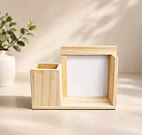 Wooden Desk Organizer with Photo Frame