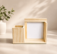 Wooden Desk Organizer with Photo Frame