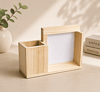 Wooden Desk Organizer with Photo Frame
