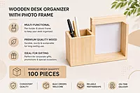 Wooden Desk Organizer with Photo Frame
