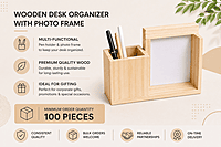 Wooden Desk Organizer with Photo Frame