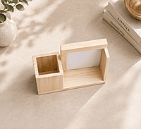 Wooden Desk Organizer with Photo Frame