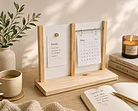 Wooden Photo Frame & Calendar Stand