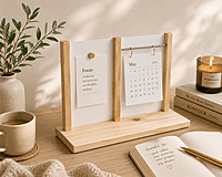 Wooden Photo Frame & Calendar Stand
