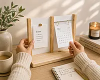 Wooden Photo Frame & Calendar Stand