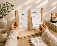 Wooden Photo Frame & Calendar Stand