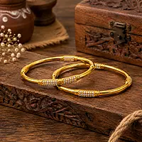 Premium Gold Plated Crystal Bangles Set for Women | Designer Traditional Kada Bracelet Set