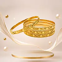 Traditional Gold Plated Textured Bangles Set for Women | Designer Ethnic Stackable Bangles