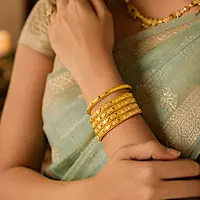 Traditional Gold Plated Textured Bangles Set for Women | Designer Ethnic Stackable Bangles