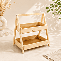 Pinewood A-frame two-tier stand