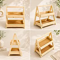 Pinewood A-frame two-tier stand