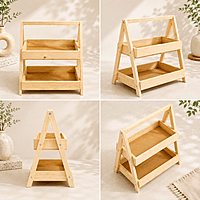 Pinewood A-frame two-tier stand