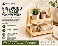 Pinewood A-frame two-tier stand