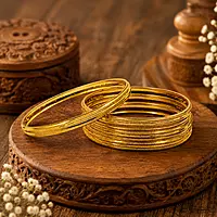 Classic Gold Plated Plain Bangles Set for Women | Traditional Daily Wear Bangle Combo