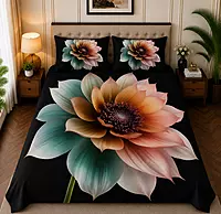 Black 7D Digital Print Bedsheet Soft, Stylish & Premium Quality Bed Sheet King-225 x 250 CM)