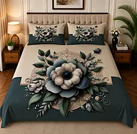Cream 7D Digital Print Bedsheet Soft, Stylish & Premium Quality Bed Sheet King-225 x 250 CM)