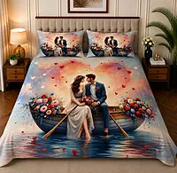 Couple 7D Digital Print Bedsheet Soft, Stylish & Premium Quality Bed Sheet King-225 x 250 CM)