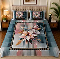 Square 7D Digital Print Bedsheet Soft, Stylish & Premium Quality Bed Sheet King-225 x 250 CM)