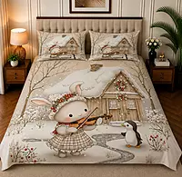 Snow 7D Digital Print Bedsheet Soft, Stylish & Premium Quality Bed Sheet King-225 x 250 CM)